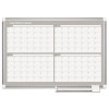 Magnetic Dry Erase Calendar Board, Four-Month Planning/Scheduling, 36" x 24", White Surface, Satin Aluminum Frame