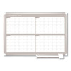 Magnetic Dry Erase Calendar Board, Four-Month Planning/Scheduling, 36" x 24", White Surface, Satin Aluminum Frame