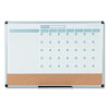 3-In-1 Calendar Planner, Monthly Planning/Scheduling Calendar, 36" x 24", White Surface, Satin Aluminum Frame