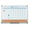 3-In-1 Calendar Planner, Monthly Planning/Scheduling Calendar, 36" x 24", White Surface, Satin Aluminum Frame