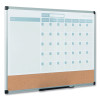 3-In-1 Calendar Planner, Monthly Planning/Scheduling Calendar, 36" x 24", White Surface, Satin Aluminum Frame