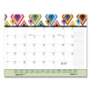 Recycled Desk Pad Calendar, Geometric Artwork, 22 x 17, White Sheets, Black Binding/Corners,12-Month (Jan To Dec): 2026