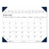 Executive Monthly Desk Pad Calendar, 24 x 19, White/Blue Sheets, Blue Corners, 12-Month (Jan To Dec): 2026