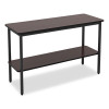 Officeworks One-Shelf Utility Table, Rectangular, 47.25" x 17.7" x 29.5", Walnut Top, Black Base/Legs