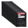 Square Deal Composition Book, 3-Subject, Wide/Legal Rule, Black Cover, (100) 9.75 x 7.5 Sheets, 12/Pack
