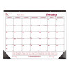 Monthly Desk Pad Calendar, 22 x 17, White/Burgundy Sheets, Black Binding, Black Corners, 12-Month (Jan To Dec): 2026