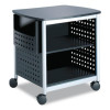 Scoot Deskside Printer Stand, File Pocket, Metal, 3 Shelves, 1 Bin, 200 Lb Capacity, 26.5 x 20.5 x 26.5, Black/Silver