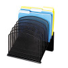 Onyx Mesh Desk Organizer With Tiered Sections, 8 Sections, Letter To Legal Size Files, 11.75" X 10.75" X 14", Black