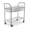 Dual-Purpose Wire Mail And Filing Cart, Metal, 1 Shelf, 1 Bin, 39" x 18.75" x 38.5", Metallic Gray