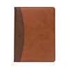 Two-Tone Padfolio With Spine Accent, 10.6w x 14.25h, Polyurethane, Tan/Brown