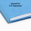 Colored File Folders, 1/3-Cut Tabs: Assorted, Letter Size, 0.75" Expansion, Blue, 100/Box