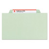 Recycled Pressboard Classification Folders, 2/5-Cut Tab, Expands2", 2 Dividers, 6 Fasteners, Legal Size, Gray-Green, 10/Box