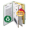 Recycled Pressboard Classification Folders, 2/5-Cut Tab, Expands2", 2 Dividers, 6 Fasteners, Legal Size, Gray-Green, 10/Box