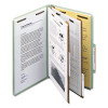 Recycled Pressboard Classification Folders, 2/5-Cut Tab, Expands2", 2 Dividers, 6 Fasteners, Legal Size, Gray-Green, 10/Box