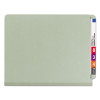 End Tab Pressboard Classification Folders, Expands 2", 1 Divider, 4 Safeshield Fasteners, Letter Size, Gray-Green, 10/Box