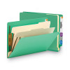 Colored End Tab Classification Folders, Straight Tab, Expands 2", 2 Dividers, 6 Fasteners, Letter Size, Green, 10/Box