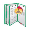 Colored End Tab Classification Folders, Straight Tab, Expands 2", 2 Dividers, 6 Fasteners, Letter Size, Green, 10/Box