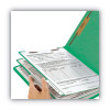 Colored End Tab Classification Folders, Straight Tab, Expands 2", 2 Dividers, 6 Fasteners, Letter Size, Green, 10/Box