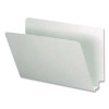 Extra-Heavy Recycled Pressboard End Tab Folders, Straight Tabs, Legal Size, 2" Expansion, Gray-Green, 25/Box