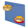 Colored File Jackets With Reinforced Double-Ply Tab, Straight Tab, Letter Size, Blue, 100/Box