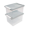 Portable File Tote With Locking Handles, Letter/Legal Files, 18.5" X 14.25" X 10.88", Clear/Silver