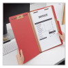Pressboard Classification Folders, 2/5-Cut Tab, Expands 2", 1 Divider, 4 Fasteners, Legal Size, Ruby Red, 10/Box