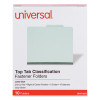 Pressboard Classification Folders, 2/5 Tab: Right Of Center, Expand 2", 1 Divider, 4 Fastener, Letter Size, Gray-Green, 10/Bx