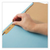 Heavy-Duty Pressboard Classification Folders, 2/5 Tab: Right Of Center, 2 Divider, 6 Fastener, Legal Size, Light Blue, 20/Box