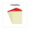 Perforated Ruled Writing Pads, Red Headband, Wide/Legal Rule, (50) Canary Yellow 8.5 x 11 Sheets, Dozen