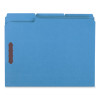 Deluxe Reinforced Top Tab Fastener Folders, 1/3-Cut Tab: Assorted, Expands 0.75", 2 Fasteners, Letter Size, Blue, 50/Box