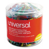 Plastic-Coated Paper Clips With One-Compartment Dispenser Tub, Jumbo, Assorted Colors, 250/Pack