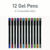 Pentonic Gel Pen, Stick, Assorted Point Sizes, Assorted Ink Colors, Black Barrel, 12/Pack