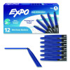 Wet Erase Markers, Fine Needle Tip, Blue, 12/Pack