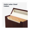 Flip Top File Box, Letter Files, 13 x 3.7 x 10, Saddle
