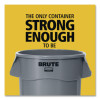 Vented Round Brute Container, 44 Gal, Plastic, White, 4/Carton