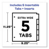 Insertable Big Tab Plastic 1-Pocket Dividers, 5-Tab, 11.13 X 9.25, Assorted, 1 Set