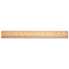 Flat Wood Ruler W/Double Metal Edge, Standard, 12" Long, Clear Lacquer Finish