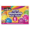 Neon Washable Kids' Paint, 6 Assorted Neon Colors, 2 Oz Bottle, 6/Pack