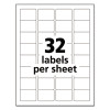 Durable Permanent Id Labels With Trueblock Technology, Laser Printers, 1.25 X 1.75, White, 32/Sheet, 50 Sheets/Pack