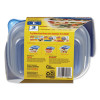 Deep Dish Food Storage Containers, 64 Oz, Clear/Blue, Plastic, 3/Pack