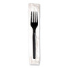 Individually Wrapped Mediumweight Polystyrene Cutlery, Fork, Plastic, Black, 1,000/Carton