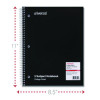 Wirebound Notebook, 3-Subject, Medium/College Rule, Black Cover, (120) 11 x 8.5 Sheets