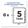 Customizable Toc Ready Index Multicolor Tab Dividers, 5-Tab, 1 To 5, 11 x 8.5, White, Traditional Color Tabs, 6 Sets