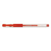 Comfort Grip Gel Pen, Stick, Medium 0.7 Mm, Red Ink, Clear/Red Barrel, Dozen