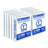 Economy Round Ring View Binders, 3 Rings, 1" Capacity, 11.5 x 8.5, White, 12/Carton