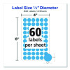Handwrite Only Self-Adhesive Removable Round Color-Coding Labels, 0.5" Dia, Light Blue, 60/Sheet, 14 Sheets/Pack, (5050)
