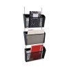 Mesh Three-Pack Wall Files, 3 Sections, Letter Size, 14.13" x 3.38" x 8.5", Black