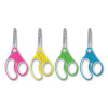 Soft Handle Kids Scissors, Rounded Tip, 5" Long, 1.75" Cut Length, Straight Assorted Color Handles, 12/Pack