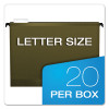 Surehook Hanging Folders, Letter Size, 1/5-Cut Tabs, Standard Green, 20/Box