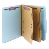 Pressboard Top Tab Pocket Classification Folders, Expands 2", 2 Dividers, 6 Safeshield Fasteners, Letter Size, Blue, 10/Box